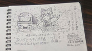 尾張一宮駅の写真展でチルノちゃんとキハ85系描いてきました☃️❄️✏️