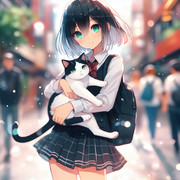 少女と猫【AI】