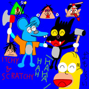 イッチー&スクラッチーでｱｽﾅの憂鬱のサムネの外道を倒した　ITCHY&SCRATCHY