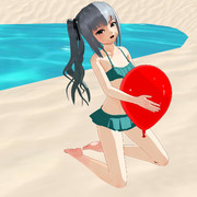 水着の霞さんと風船