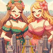 AI生成　ファビュラスな巨大女性のイラスト