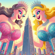 AI生成　ファビュラスな巨大女性のイラスト