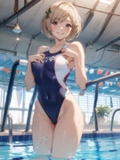 ハイレグ競泳水着で鼠径部アピールするジータちゃん