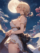 月夜の夜空を見上げるジータちゃん