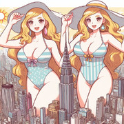 AI生成　ファビュラスな巨大女性のイラスト