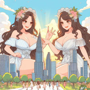 AI生成　ファビュラスな巨大女性のイラスト