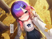 秋のイチョウと対馬ちゃん