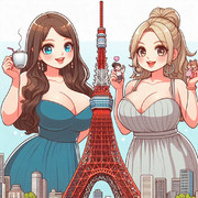 AI生成　セレブリティな巨大女性のイラスト