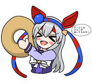 ジャンボドーナツぬいぐるみとともに