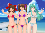 霊夢、早苗、はたての仲良し3人組！！