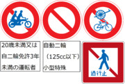 神奈川県の小田原厚木道路の入口にある各種通行止めの標識