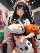 うちの子の葉村ラヴィアンに草間彌生モチーフの服を着せてみた