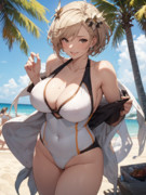 ガレヲンに負けじと股間の覚悟が決まってる水着を着たジータちゃん