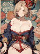 東洲斎写楽をプロンプトに入れた浮世絵のジータちゃん