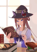 夕暮れの図書室
