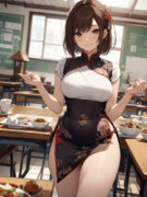 文化祭のチャイナ喫茶でウェイトレスするチャイナドレスの岩崎瑞希先輩