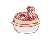 釜めしの器に入ってるふたり