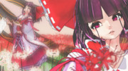 【赤と青の静画博】　紅い花とていらん式霊夢さん