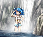 水浴びにとり！