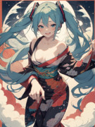 浮世絵モチーフの初音ミク