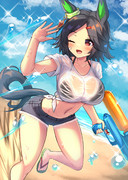 (Skeb)水遊びするウイニングチケット