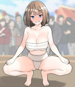 サラシ姿で相撲を取る摩耶サマ