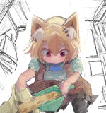 精米所のチリトリからお米拝借するリランちゃん