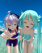 水着ミクさん&花ちゃん