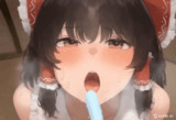 アイスを食べる霊夢さん