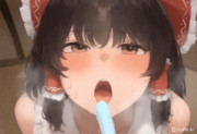 アイスを食べる霊夢さん