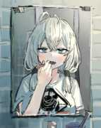 歯を磨くもち子さん