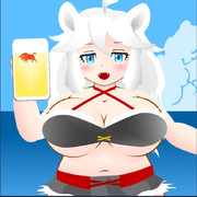 ビールのポスター風 ホワイトライオンちゃん