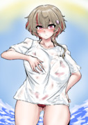 今日のビキニ透けTシャツ