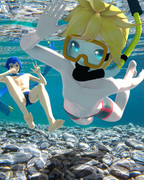 海で泳ぐレンくん & KAITOさん