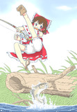 関西おばさん川釣りを楽しむ