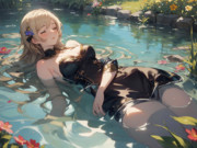 ジョン・エヴァレット・ミレーの「オフィーリア」をモチーフにしたジータちゃんのAIイラスト