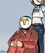 雨宿り失敗！