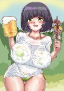 今日のビキニ透けTシャツ