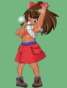 タンクトップで汗を拭く自分のことをショタだと思い込んでいるデカパイAGCL姉貴