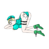 四つん這いで高くお尻を掲げるナタリーちゃん（後ろ向き）