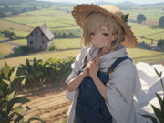 平野の農村で農作業に勤しむジータちゃん