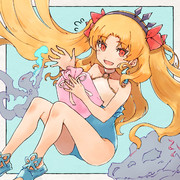 水着エレちゃんと恐竜たち