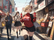 コカ・コーラのデザインを着た上着を着てコカ・コーラを楽しそうに飲み歩くジータちゃん