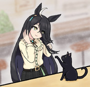 前髪で猫とじゃれあうカフェ