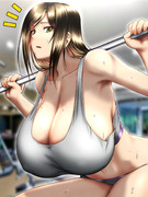 ダイエットの為にダンベルスクワット中のたくみんと安心と信頼の防御力を誇るタンクトップ