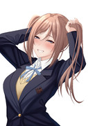 妹系で活動してた時のツインテールを再現してほしいとPに頼まれて、髪を手で掴んで再現する姫崎莉波