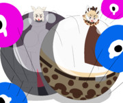 セルリアンを蹴散らすアミメキリンちゃんとシロサイちゃん