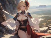 エアーズロックを見渡して観光しているジータちゃん