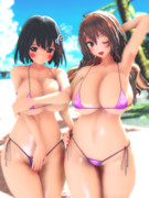 水着羽黒ちゃんと足柄さん