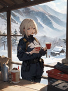 山岳パトロールに備えているジータちゃん